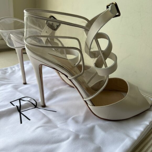 SEXY AF PAUL ANDREW CRISS CROSS STILETTO IVORY SANDALS (SZ 39 / FITS AS 7.5) - Picture 3 of 13